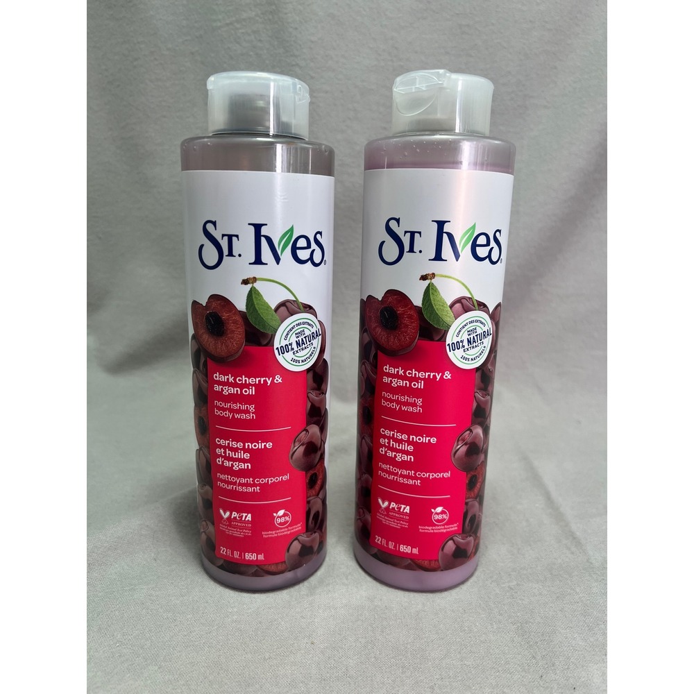 St. Ives Body Wash Dark Cherry Argan Oil Nourishing Skincare‎ 22oz Set of 2
